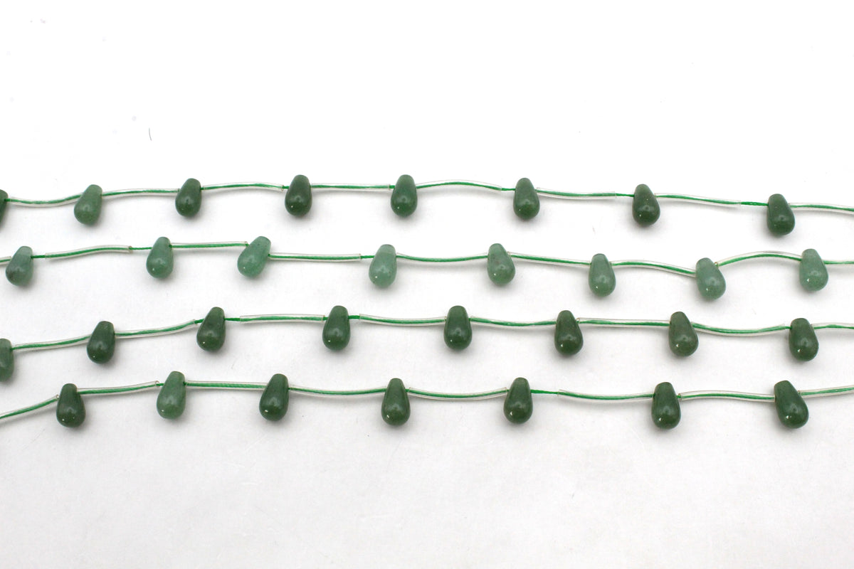 Green Aventurine Drop Side 6 mm Gemstone Beads