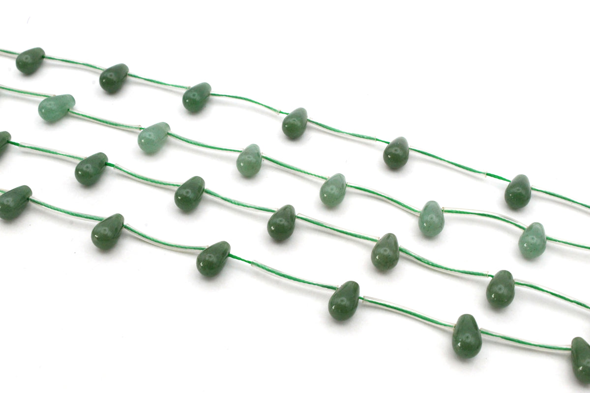 Green Aventurine Drop Side 6 mm Gemstone Beads