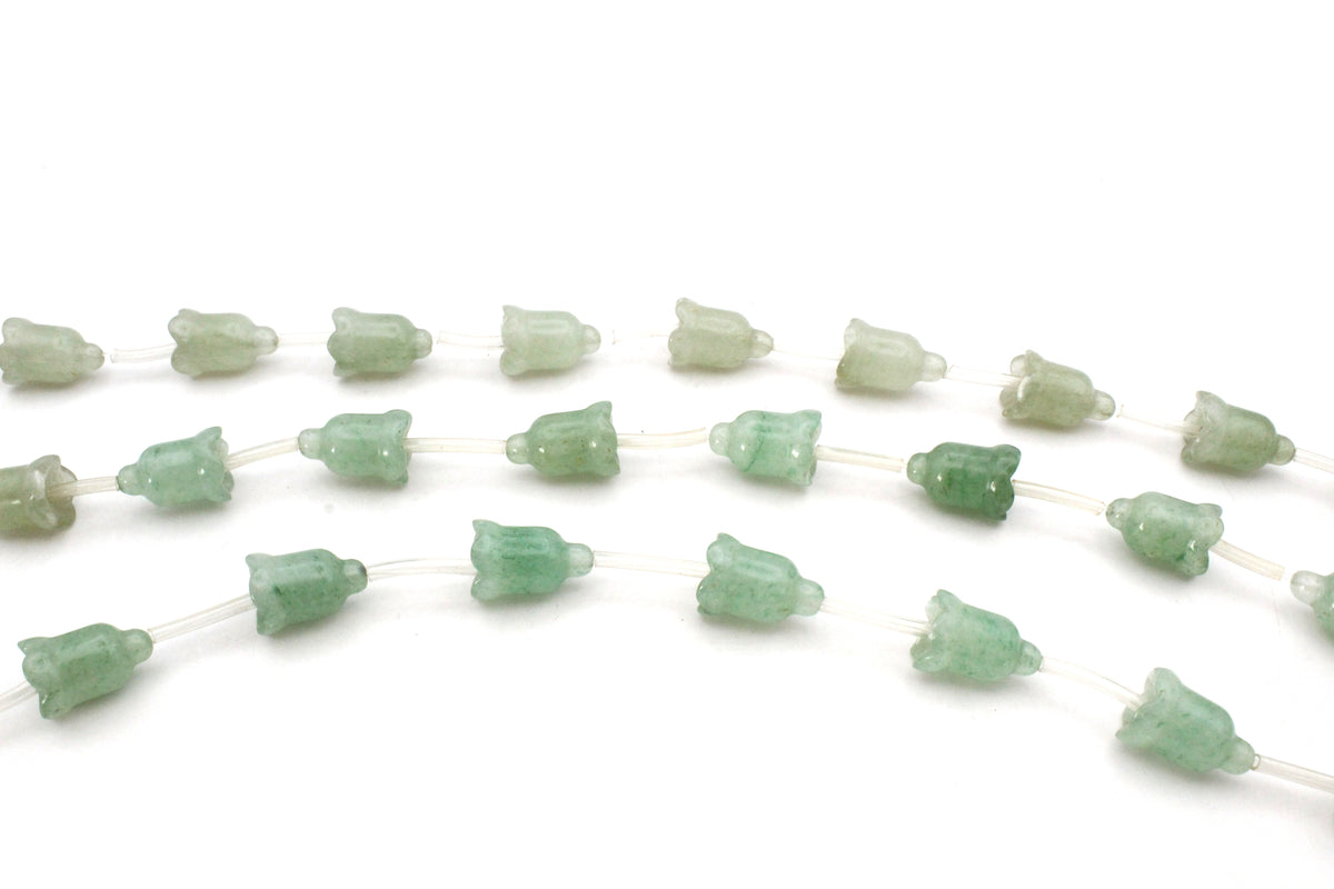 Green Aventurine Bell Carved 11 x 16 mm Gemstone Beads