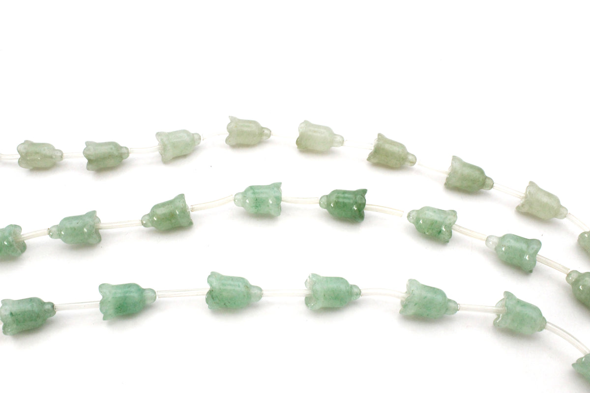 Green Aventurine Bell Carved 11 x 16 mm Gemstone Beads