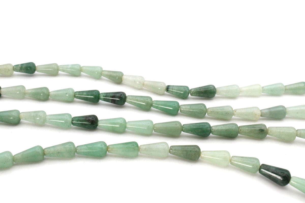 Green Aventurine Drop 6 x 11 mm Gemstone Beads