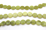 Olive Jade Coin Gemstone Beads 16" Strand