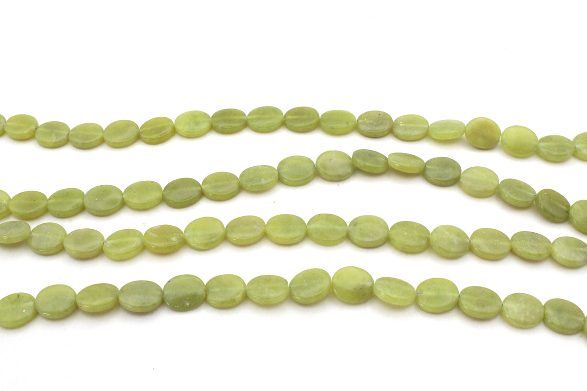 Olive Jade Oval Flat 10 x 12 mm Gemstone Beads