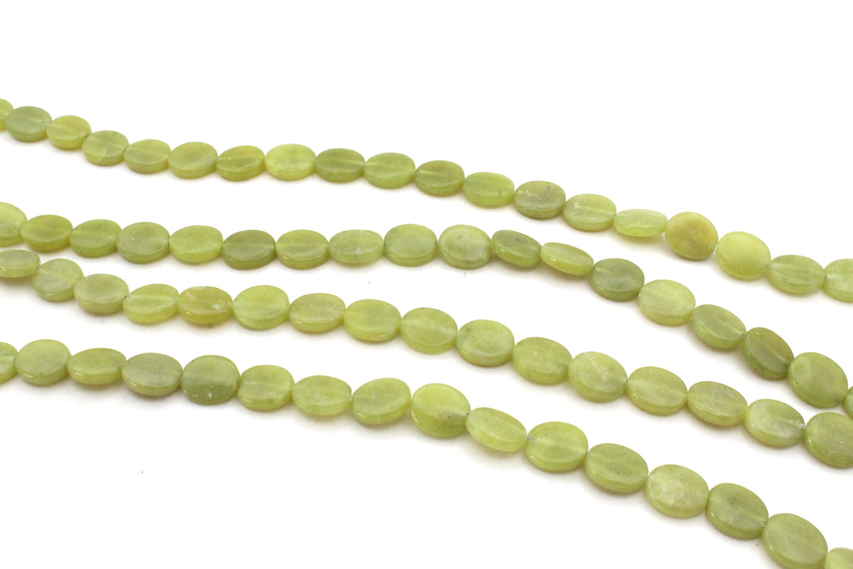 Olive Jade Oval Flat 10 x 12 mm Gemstone Beads