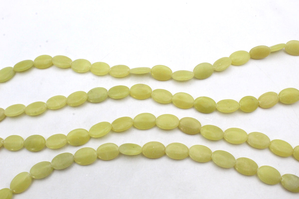 Olive Jade Oval Flat 10 x 14 mm Gemstone Beads