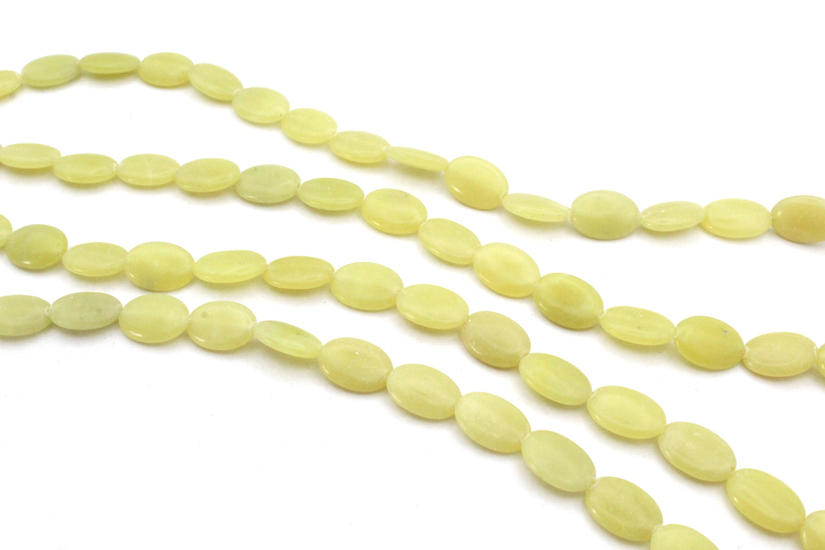 Olive Jade Oval Flat 10 x 14 mm Gemstone Beads
