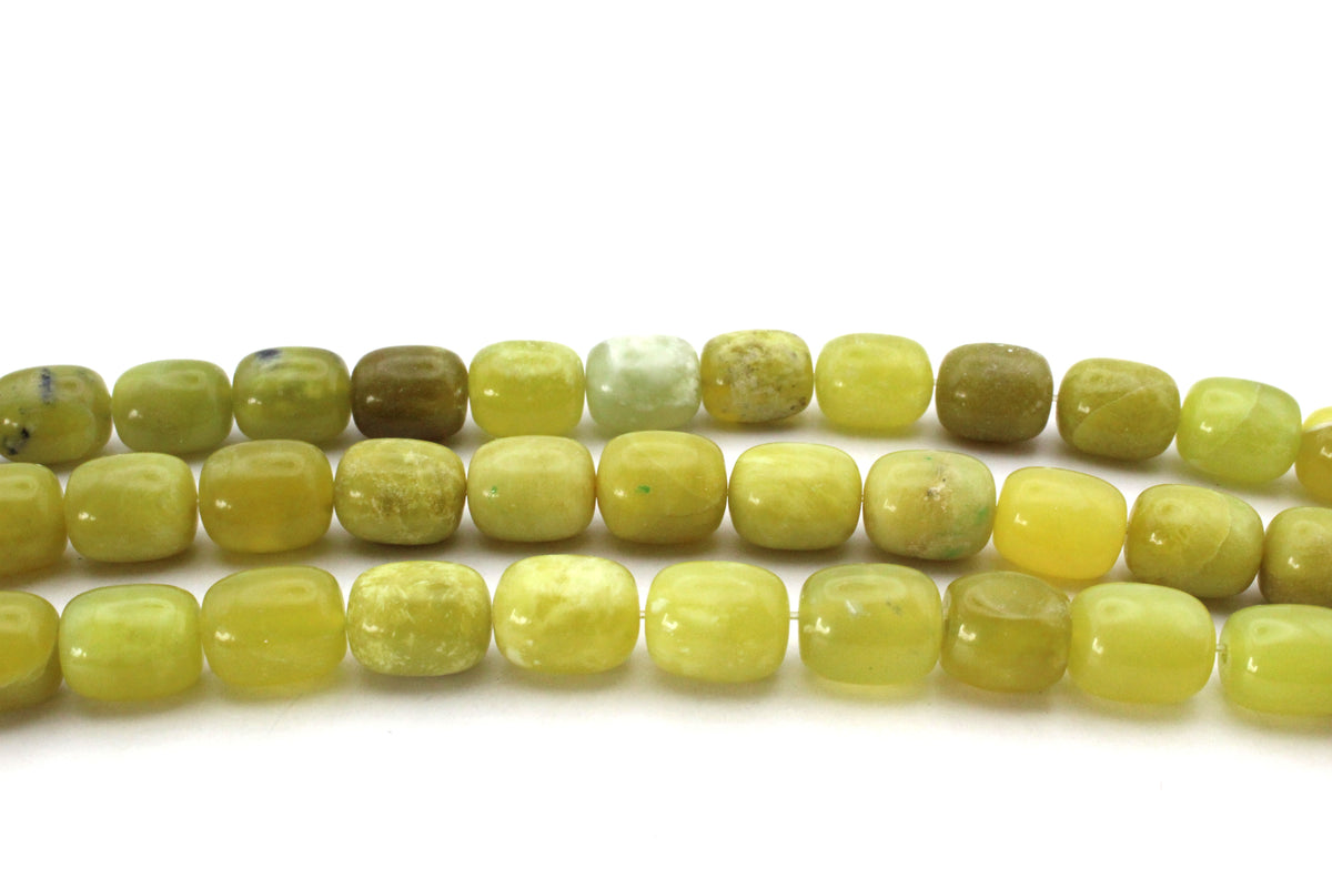 Olive Jade Barrel 12 x 14 mm Gemstone Beads