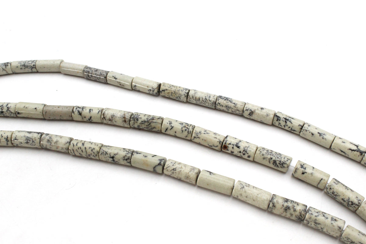 Black Spot Jasper Pipe 8 x 16 mm Gemstone Beads