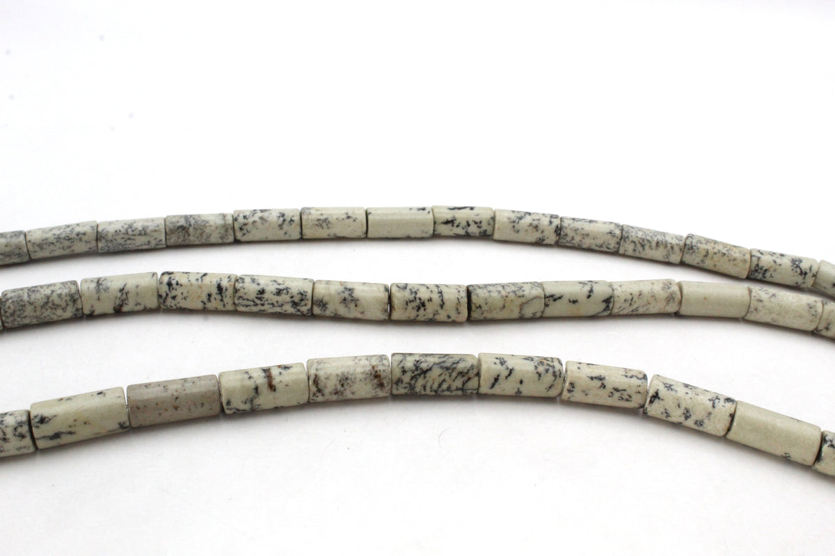 Black Spot Jasper Pipe 8 x 16 mm Gemstone Beads