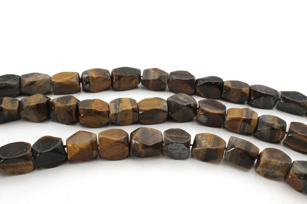 Brown Tiger Eye Nuggets Faceted 12 x 16 mm Gemstone Beads