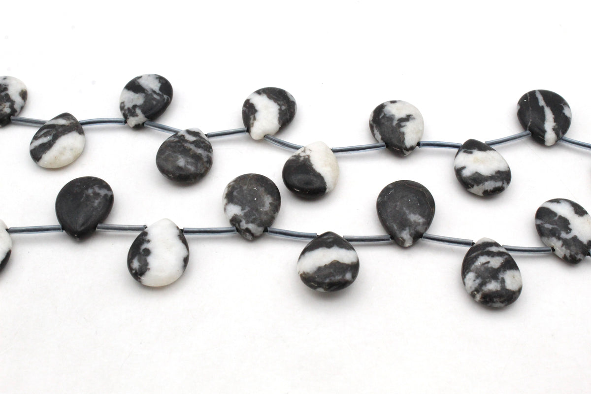 Black White Zebra Jasper Leaf Gemstone Beads