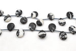 Black White Zebra Jasper Leaf Gemstone Beads