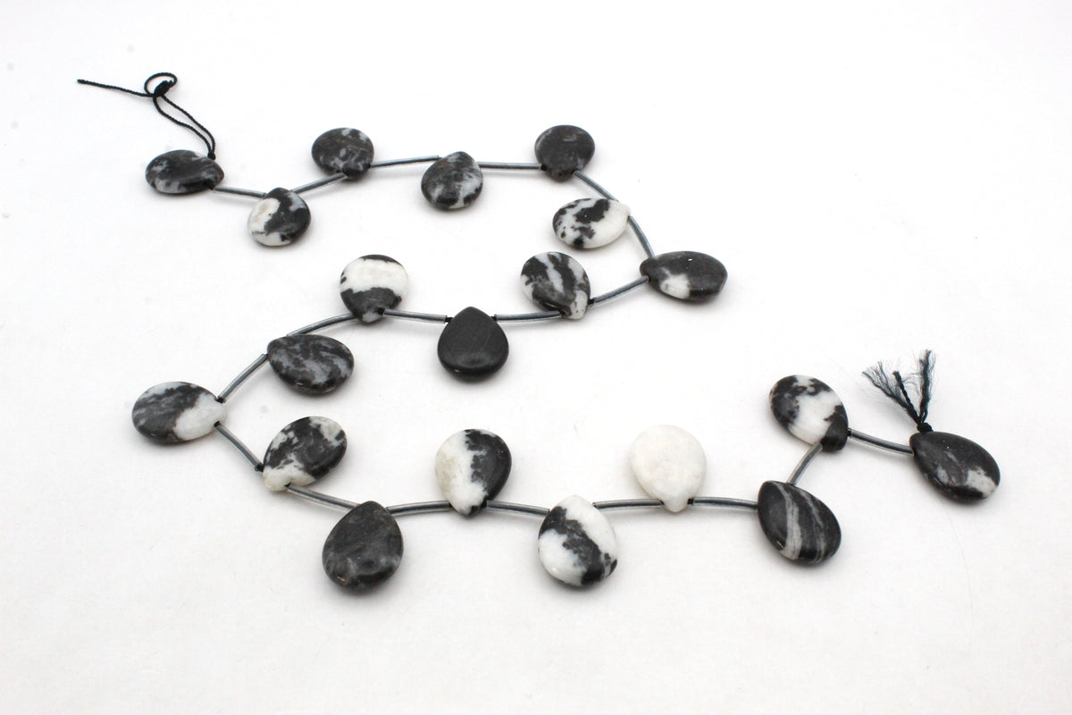 Black White Zebra Jasper Leaf Gemstone Beads