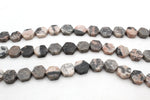 Pink Zebra Jasper Hexagonal 16 mm Gemstone Beads 16" Strand