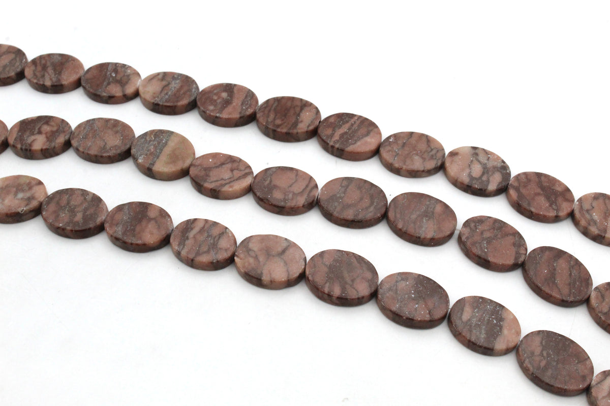 Coco Jasper Oval Flat 15 x 10 mm Gemstone Stone