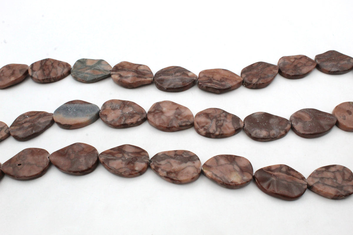 Coco Jasper Lotus Wavy 20 x 30 mm Gemstone Beads 16" Strand