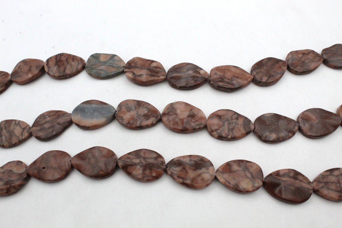 Coco Jasper Lotus Wavy 20 x 30 mm Gemstone Beads 16" Strand