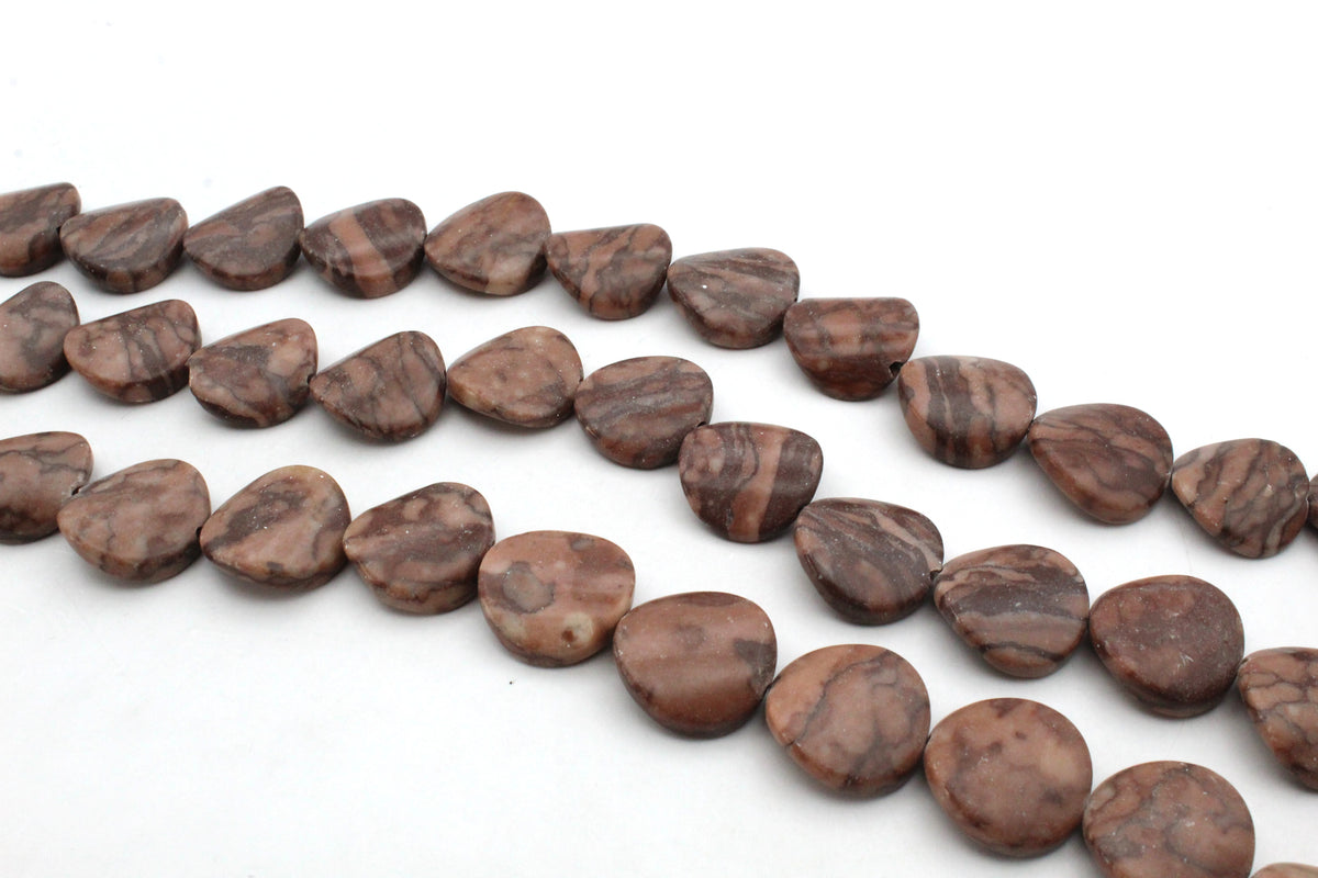 Coco Jasper Coin Wavy 20 mm Gemstone Beads 16" Strand
