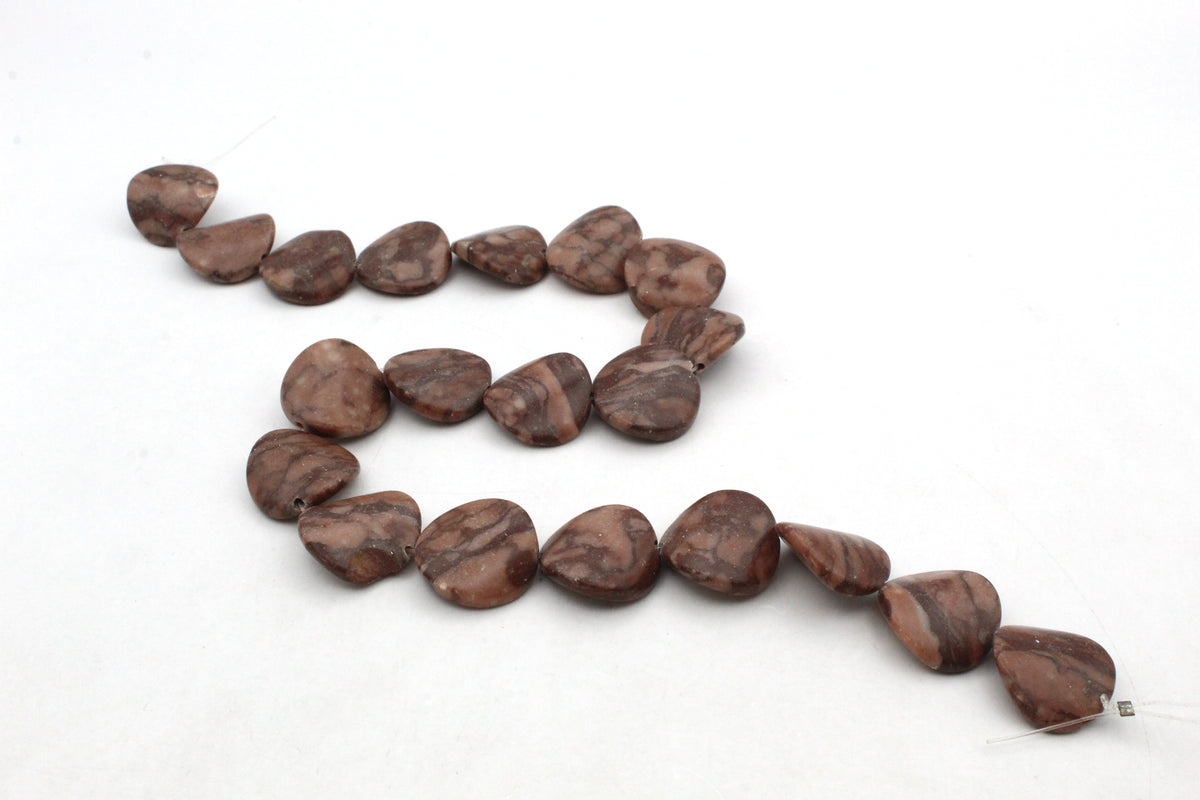 Coco Jasper Coin Wavy 20 mm Gemstone Beads 16" Strand