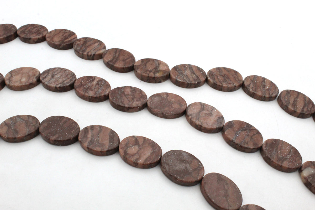 Coco Jasper Oval Flat 18 x 25 mm Gemstone Beads 16" Strand