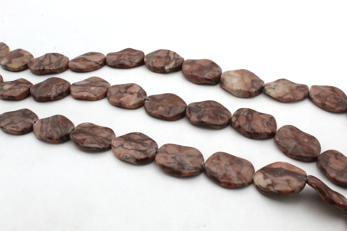 Coco Jasper Lotus Wavy 18 x 24 mm Gemstone Beads 16" Strand