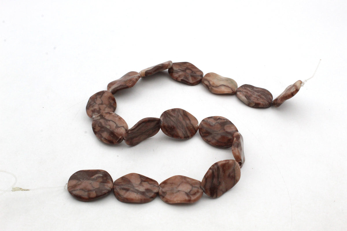 Coco Jasper Lotus Wavy 18 x 24 mm Gemstone Beads 16" Strand