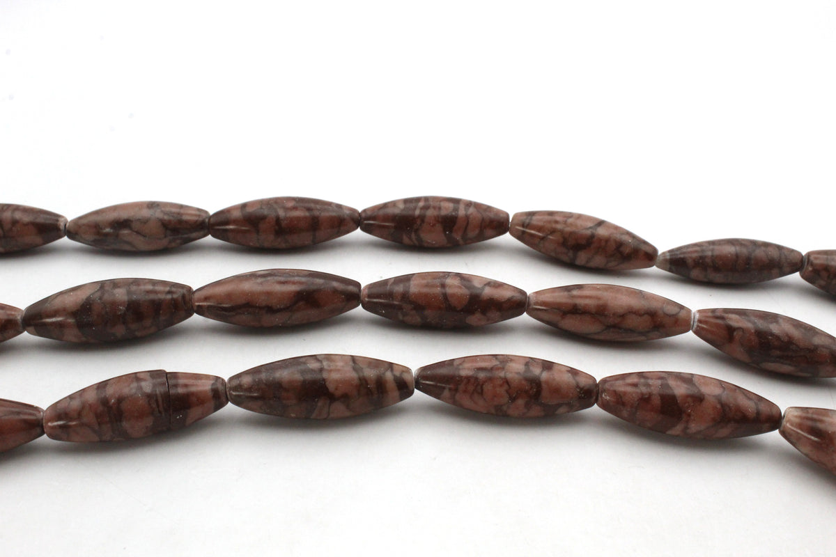 Coco Jasper Tube Oval 12 x 35 mm Gemstone Beads 16" Strand