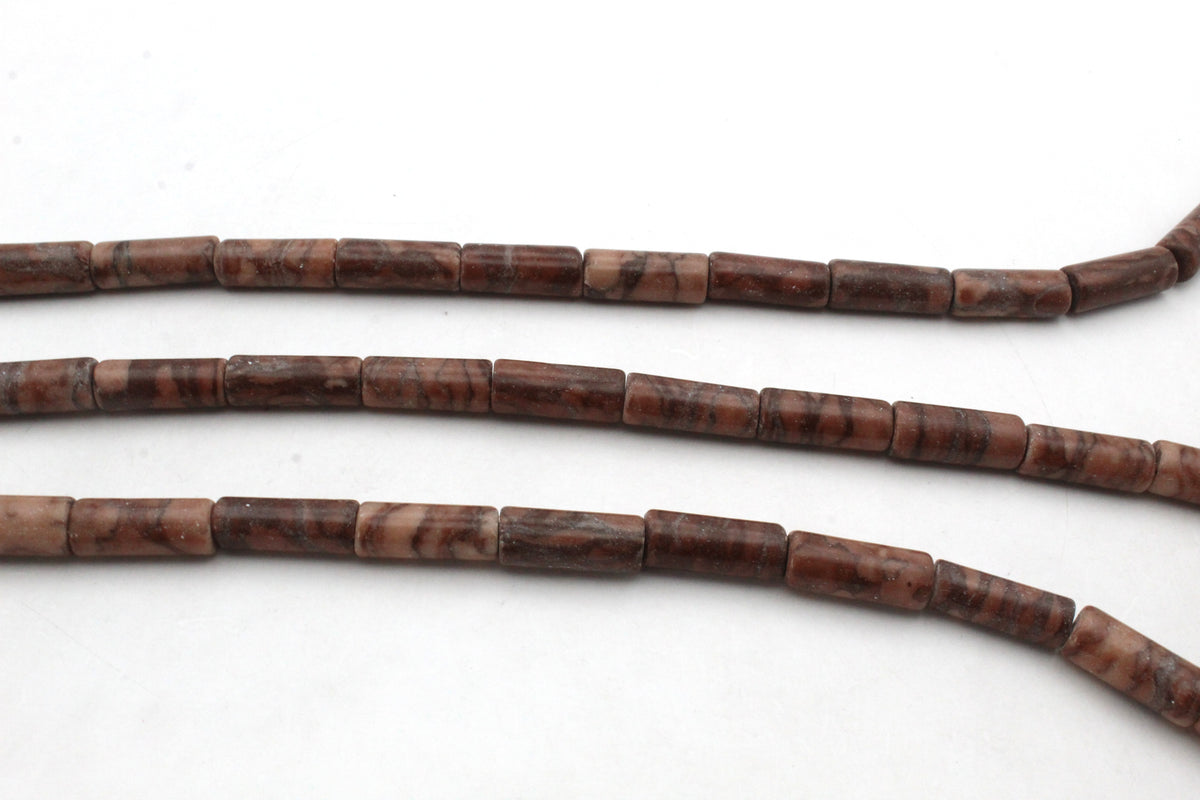 Coco Jasper Barrel 6 x 10 mm Gemstone Beads 16" Strand