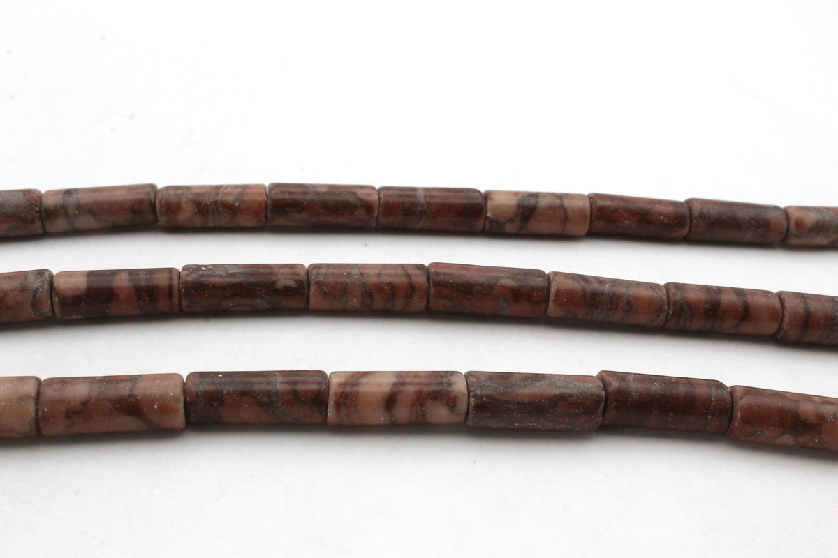 Coco Jasper Barrel 6 x 10 mm Gemstone Beads 16" Strand