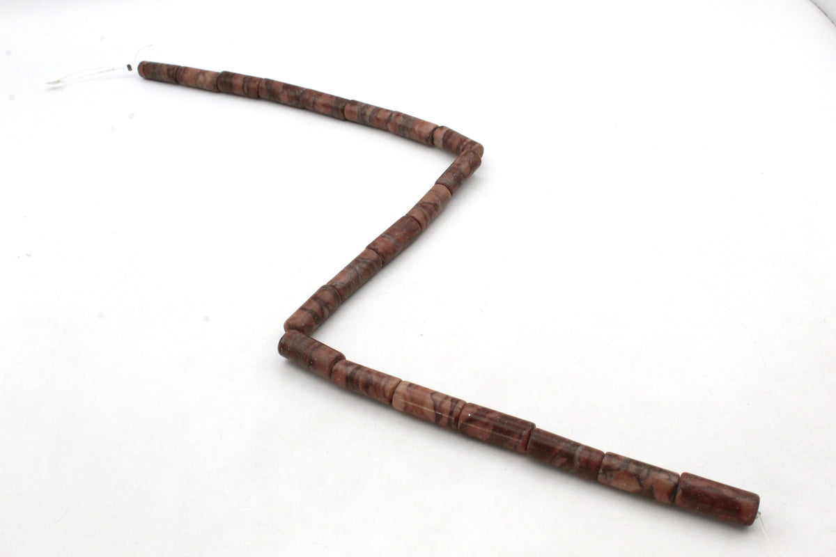 Coco Jasper Barrel 6 x 10 mm Gemstone Beads 16" Strand