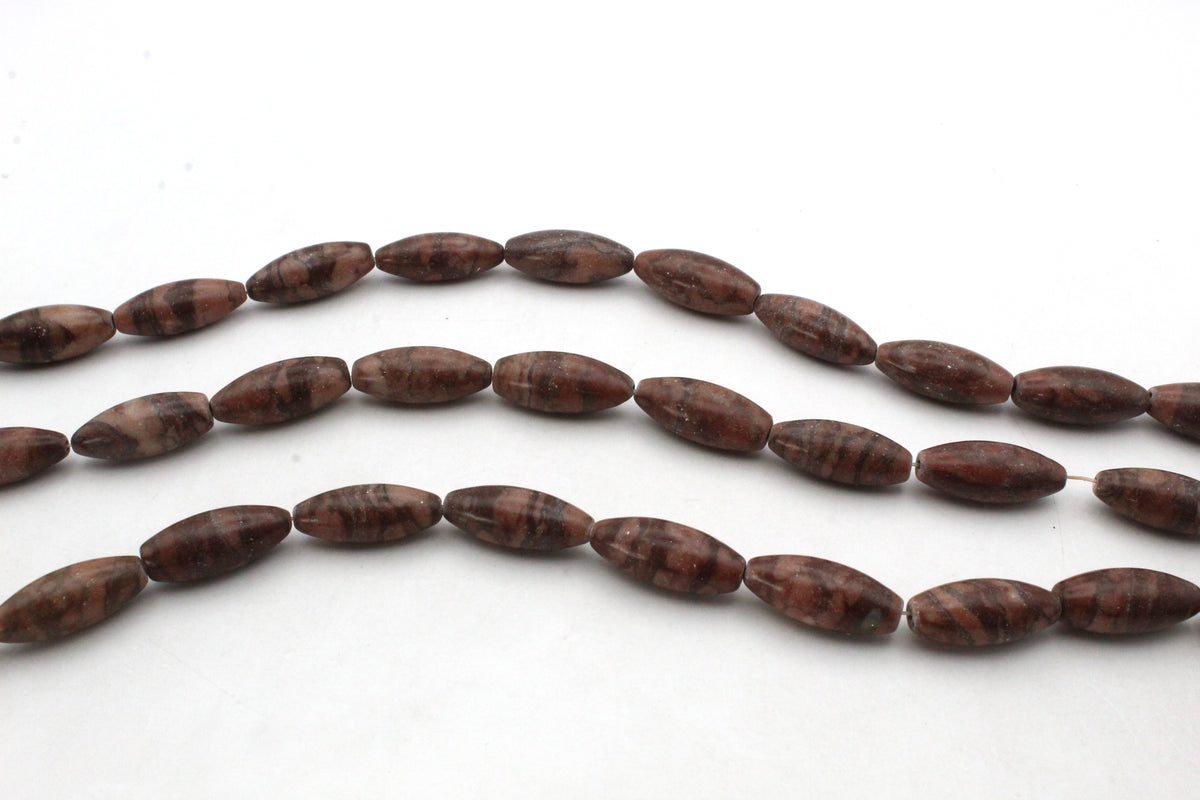 Coco Jasper Tube Oval 10 x 26 mm Gemstone Beads 16" Strand