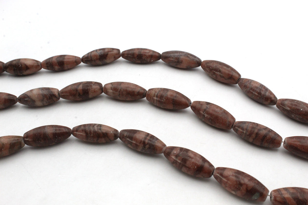 Coco Jasper Tube Oval 10 x 26 mm Gemstone Beads 16" Strand