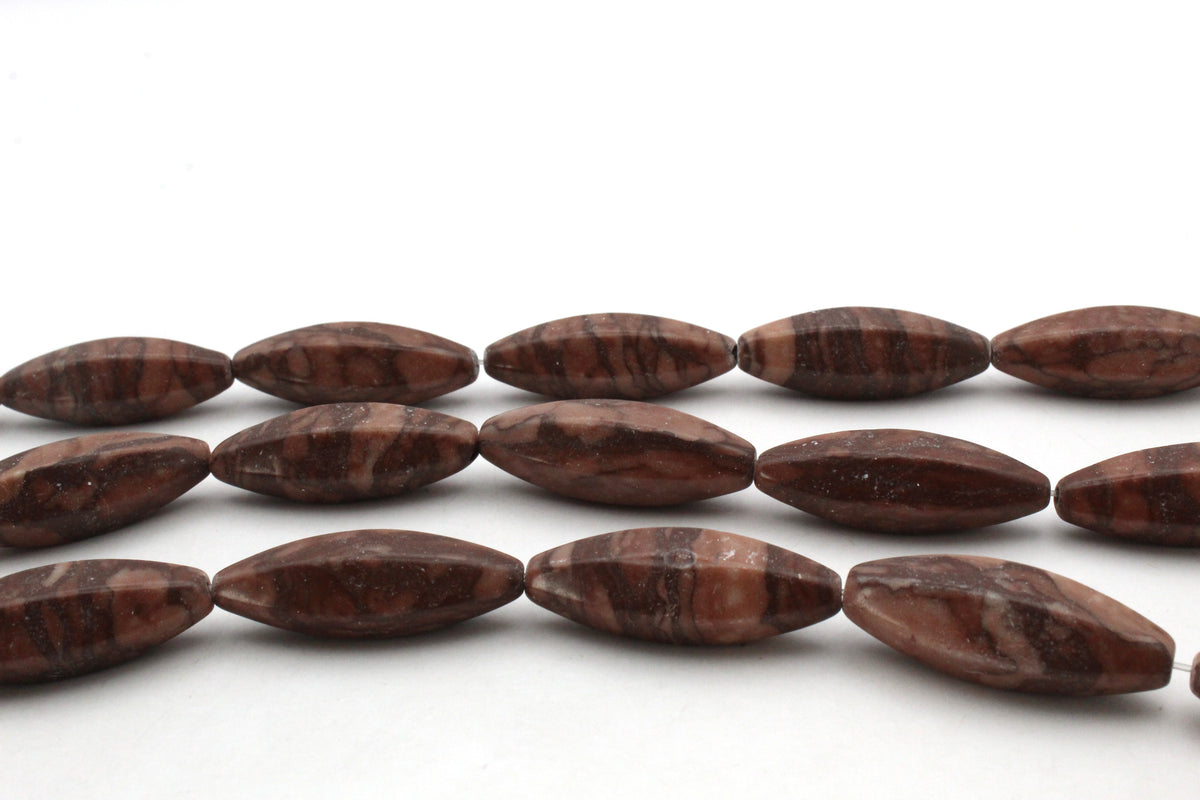 Coco Jasper Oval Faceted 12 x 35 mm Gemstone Beads 16" Strand