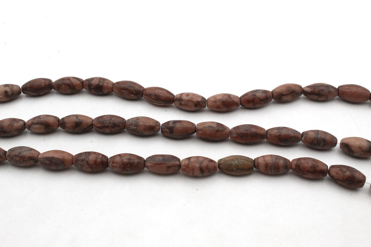 Coco Jasper Oval 6 x 16 mm Gemstone Beads 16" Strand