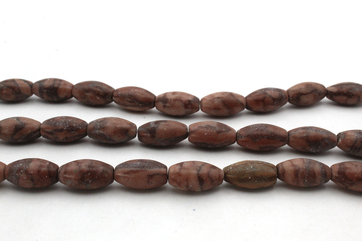 Coco Jasper Oval 6 x 16 mm Gemstone Beads 16" Strand