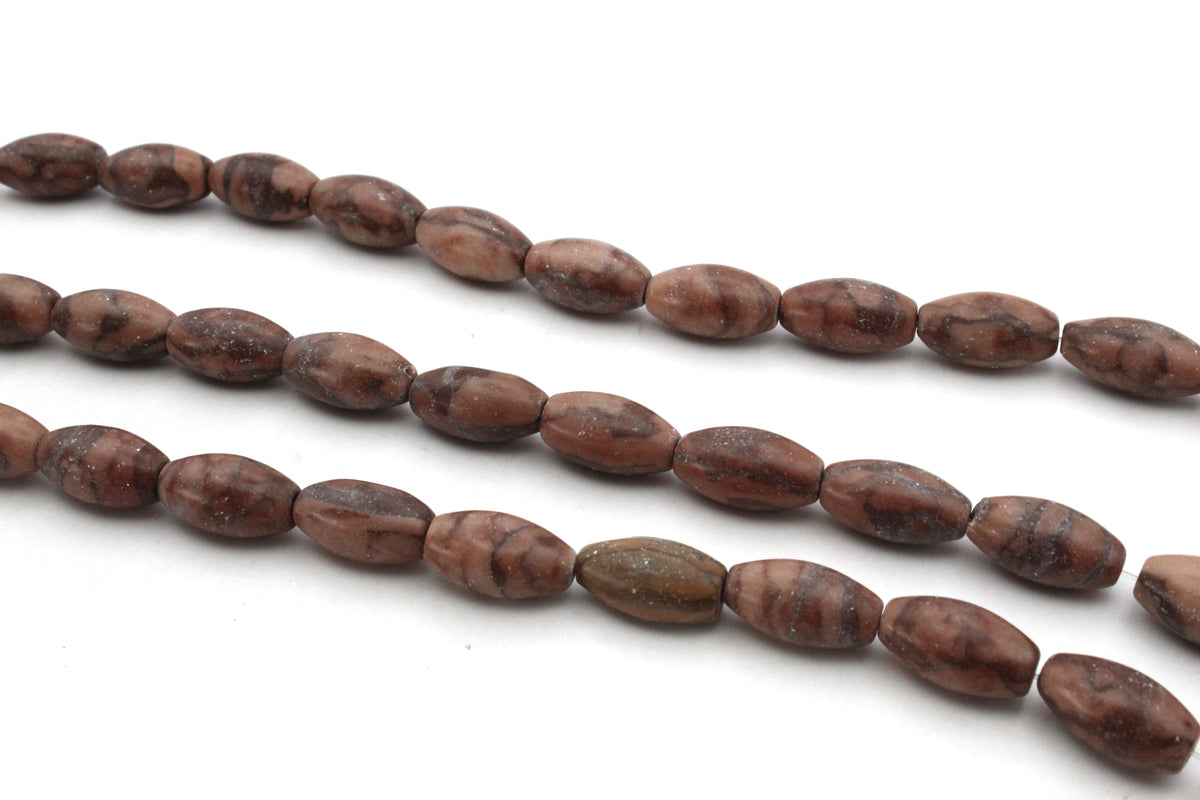 Coco Jasper Oval 6 x 16 mm Gemstone Beads 16" Strand