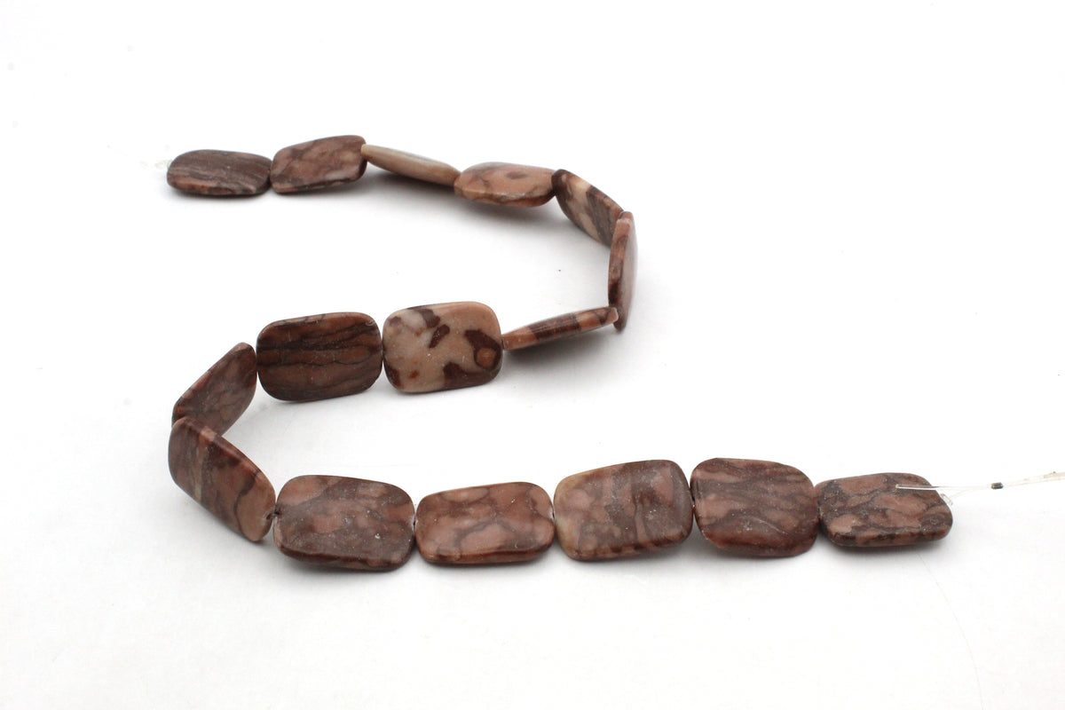 Coco Jasper Square Flat 18 x 25 mm Gemstone Beads 16" Strand