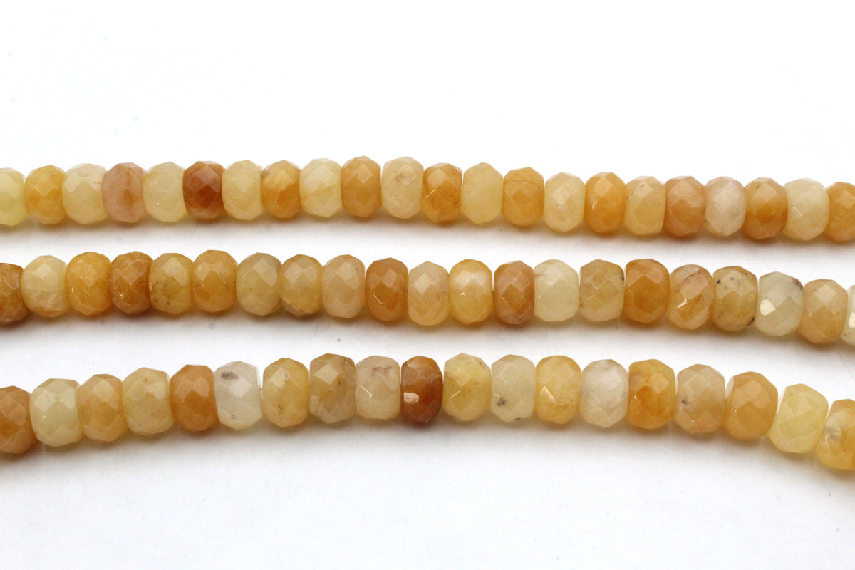 Yellow Jade Rondelle Faceted 12 mm Gemstone Beads 16" Strand