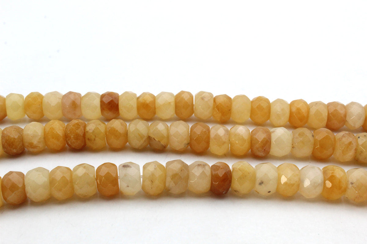 Yellow Jade Rondelle Faceted 12 mm Gemstone Beads 16" Strand