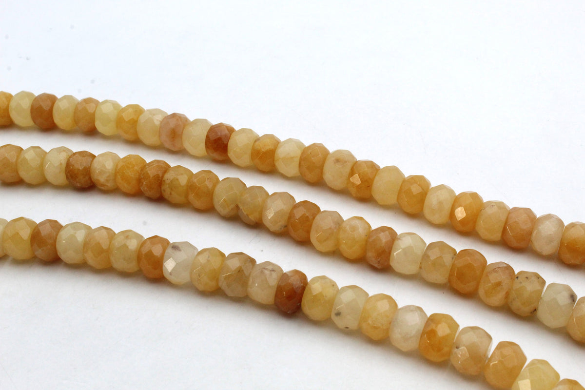 Yellow Jade Rondelle Faceted 12 mm Gemstone Beads 16" Strand