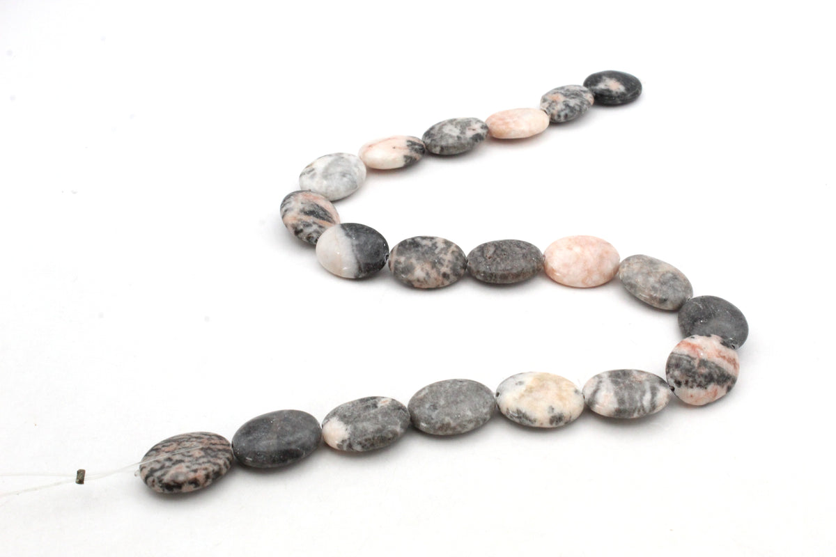 Pink Zebra Jasper Oval Flat 15 x 20 mm Gemstone Beads 16" Strand