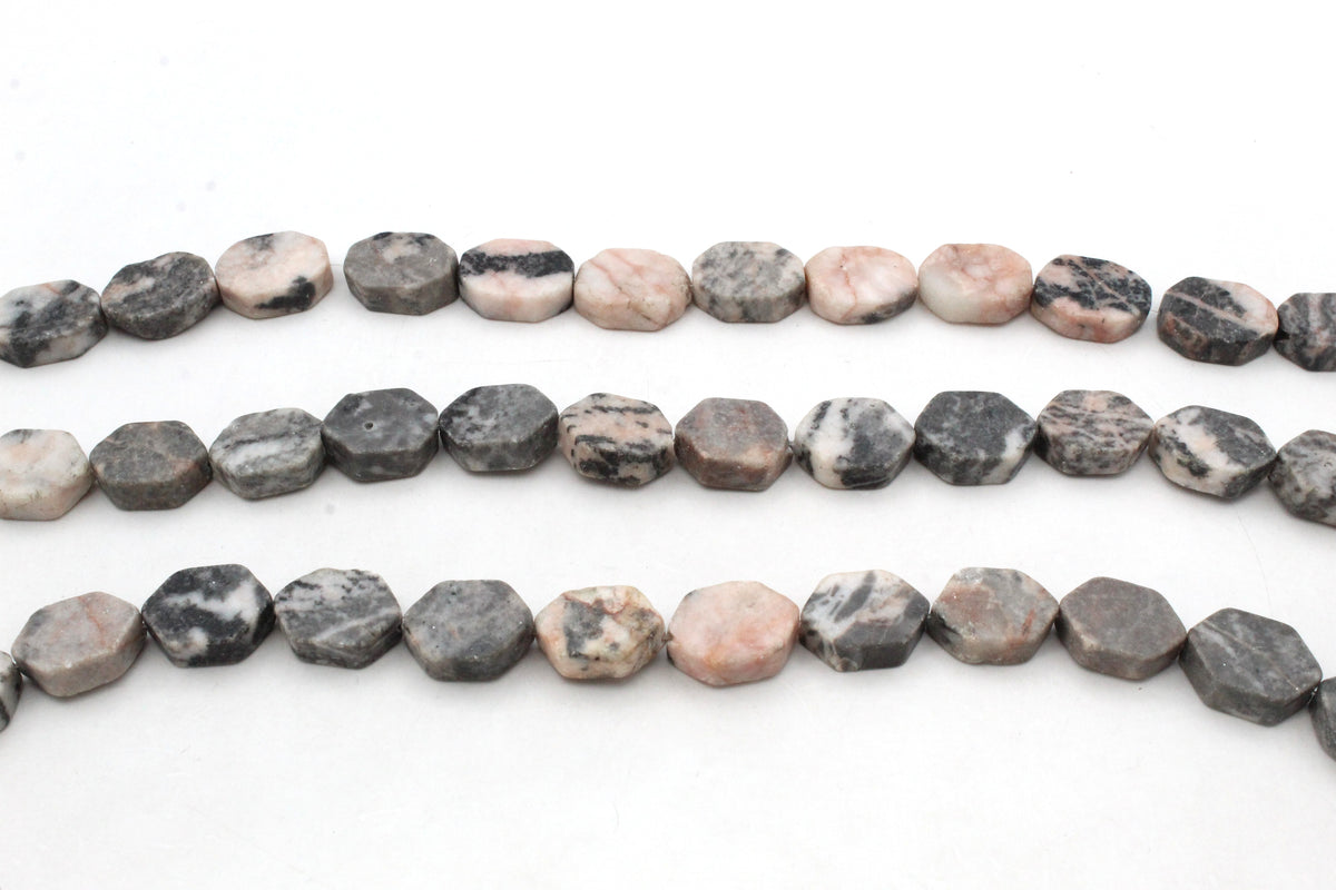 Pink Zebra Jasper Hexagonal 13 x 18 mm Gemstone Beads 16" Strand