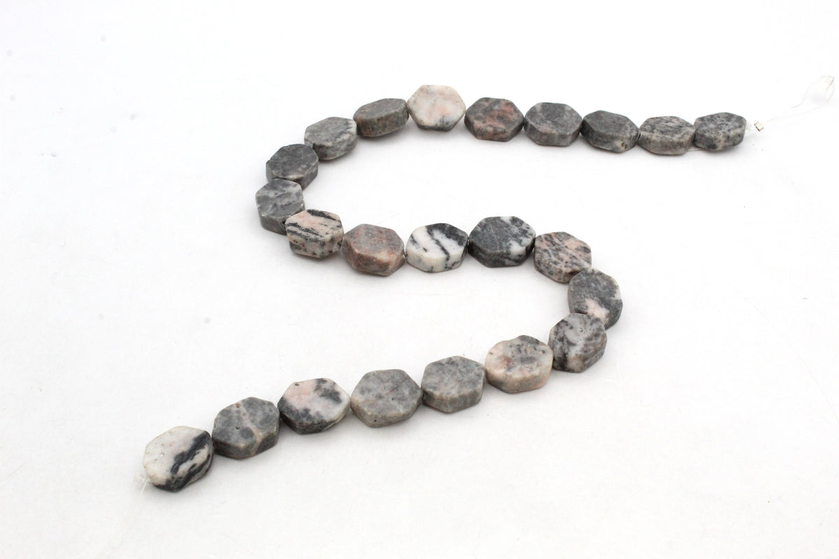 Pink Zebra Jasper Hexagonal 13 x 18 mm Gemstone Beads 16" Strand