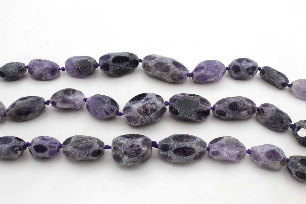 Amethyst Rough Faceted Gemstone Beads 16" Strand