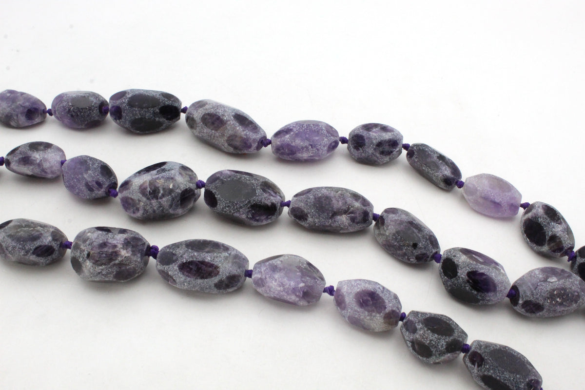 Amethyst Rough Faceted Gemstone Beads 16" Strand