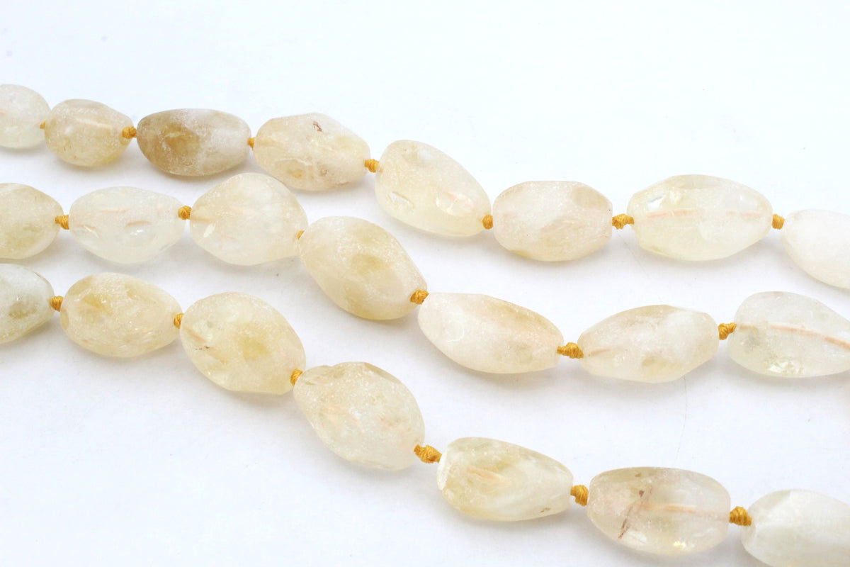 Citrine Rough Faceted Gemstone Beads 16" Strand