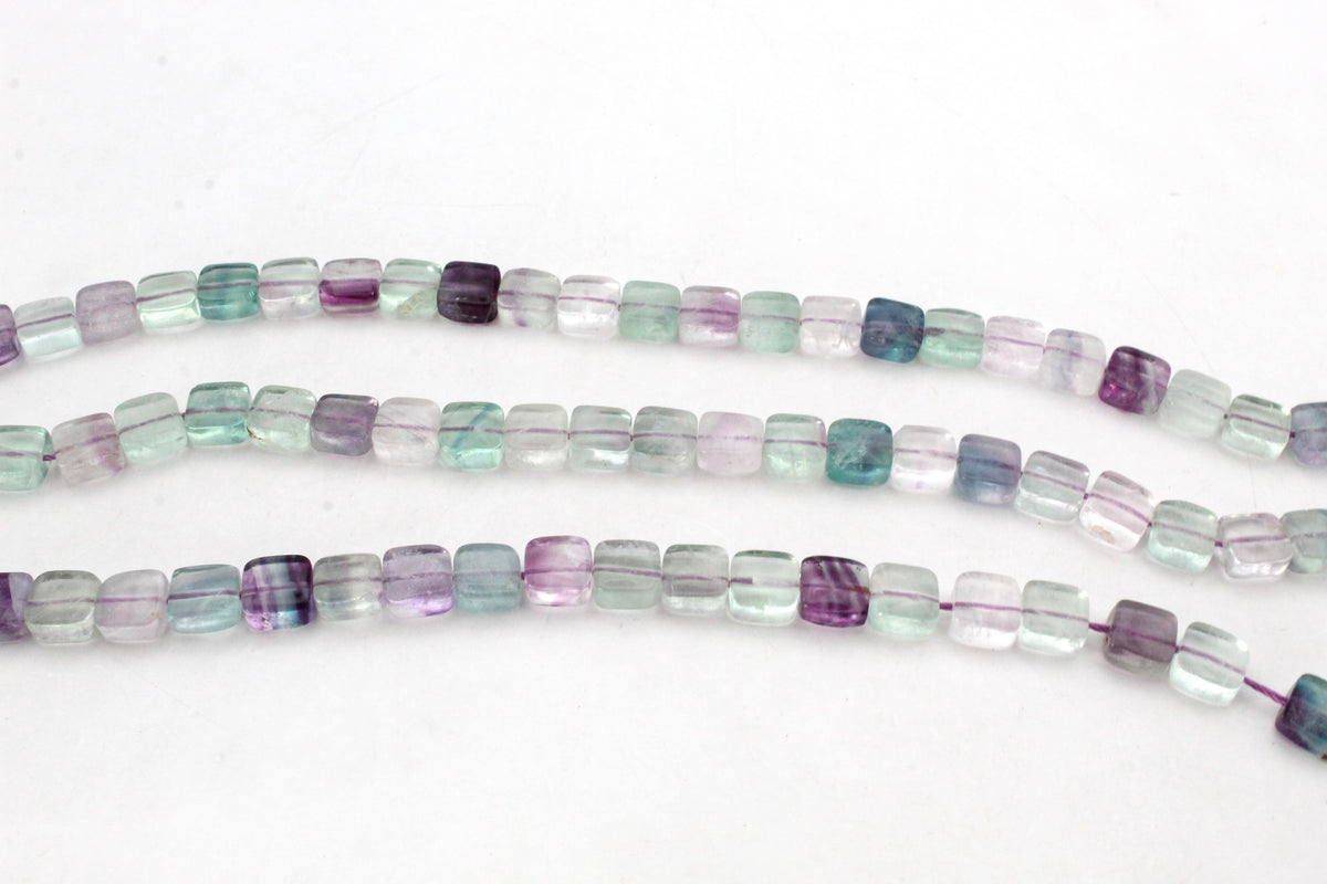 Flourite Square Flat 8 x 8 mm Gemstone Beads 16" Strand