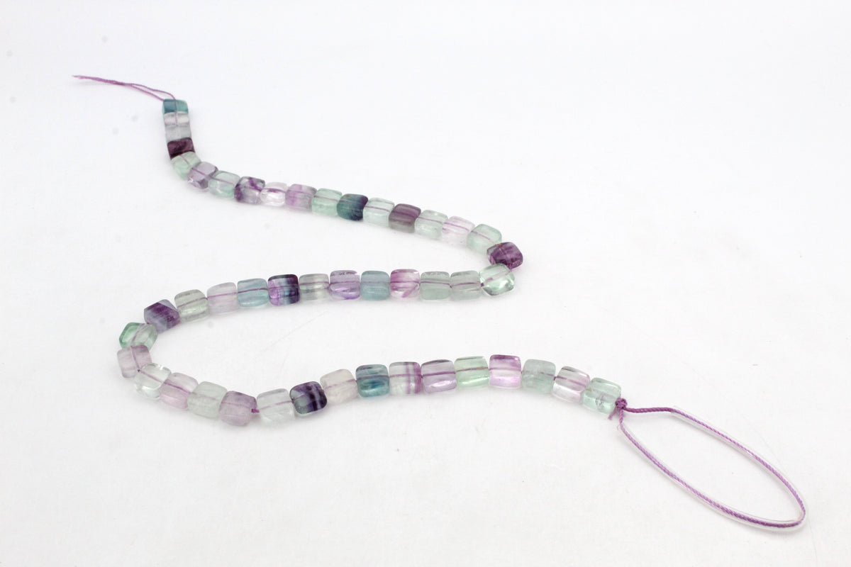 Flourite Square Flat 8 x 8 mm Gemstone Beads 16" Strand