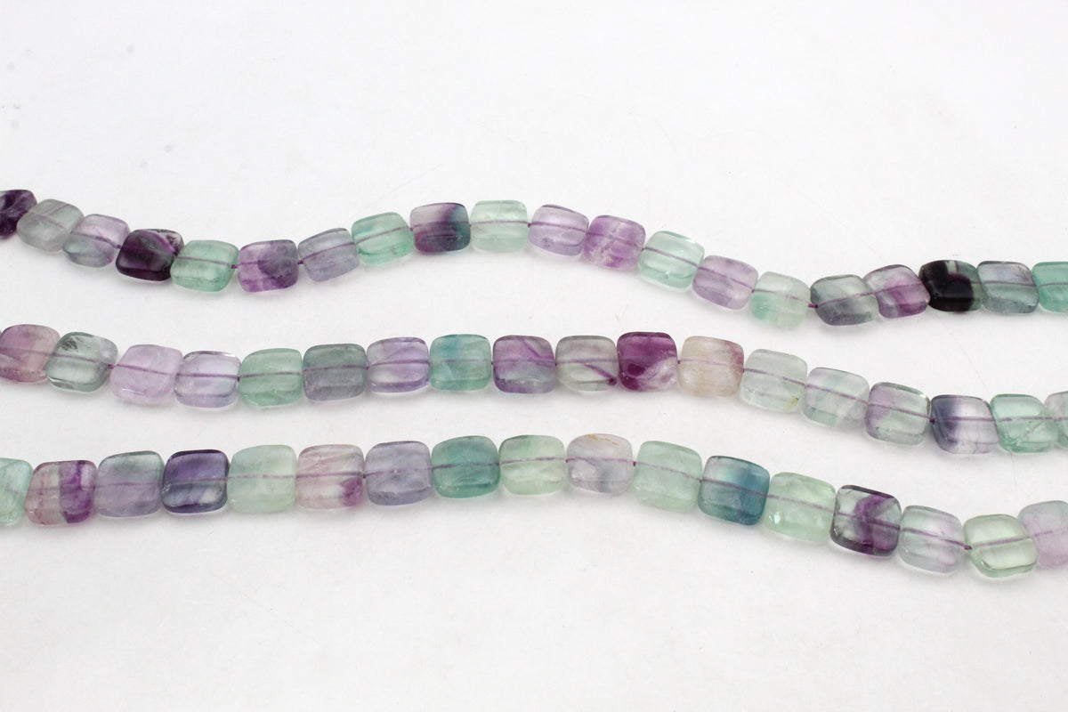 Flourite Square Flat 12 x 12 mm Gemstone Beads 16" Strand