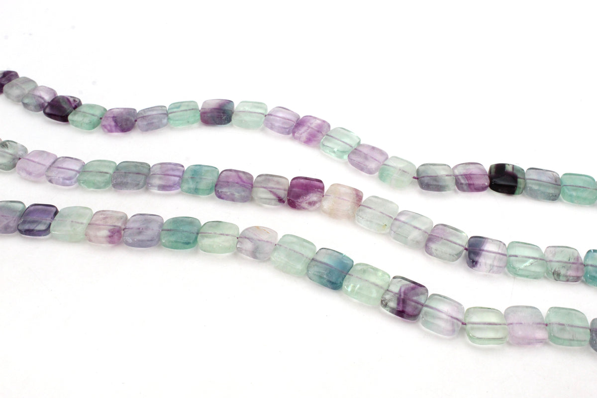 Flourite Square Flat 12 x 12 mm Gemstone Beads 16" Strand